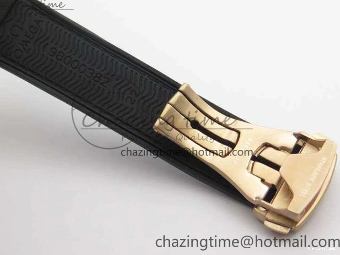 0515 Elegant Seamaster Pro Chrono RG OM Best Edition Black Ceramic Black Dial On Gummy Strap A 8128